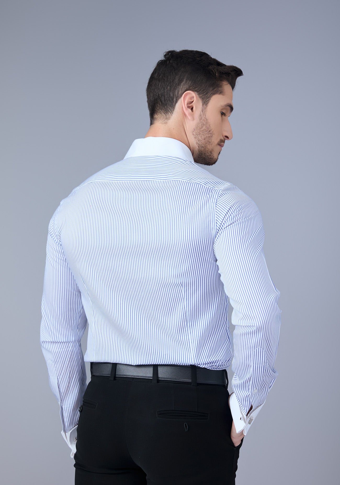 White & Blue Striped Corporate Shirt