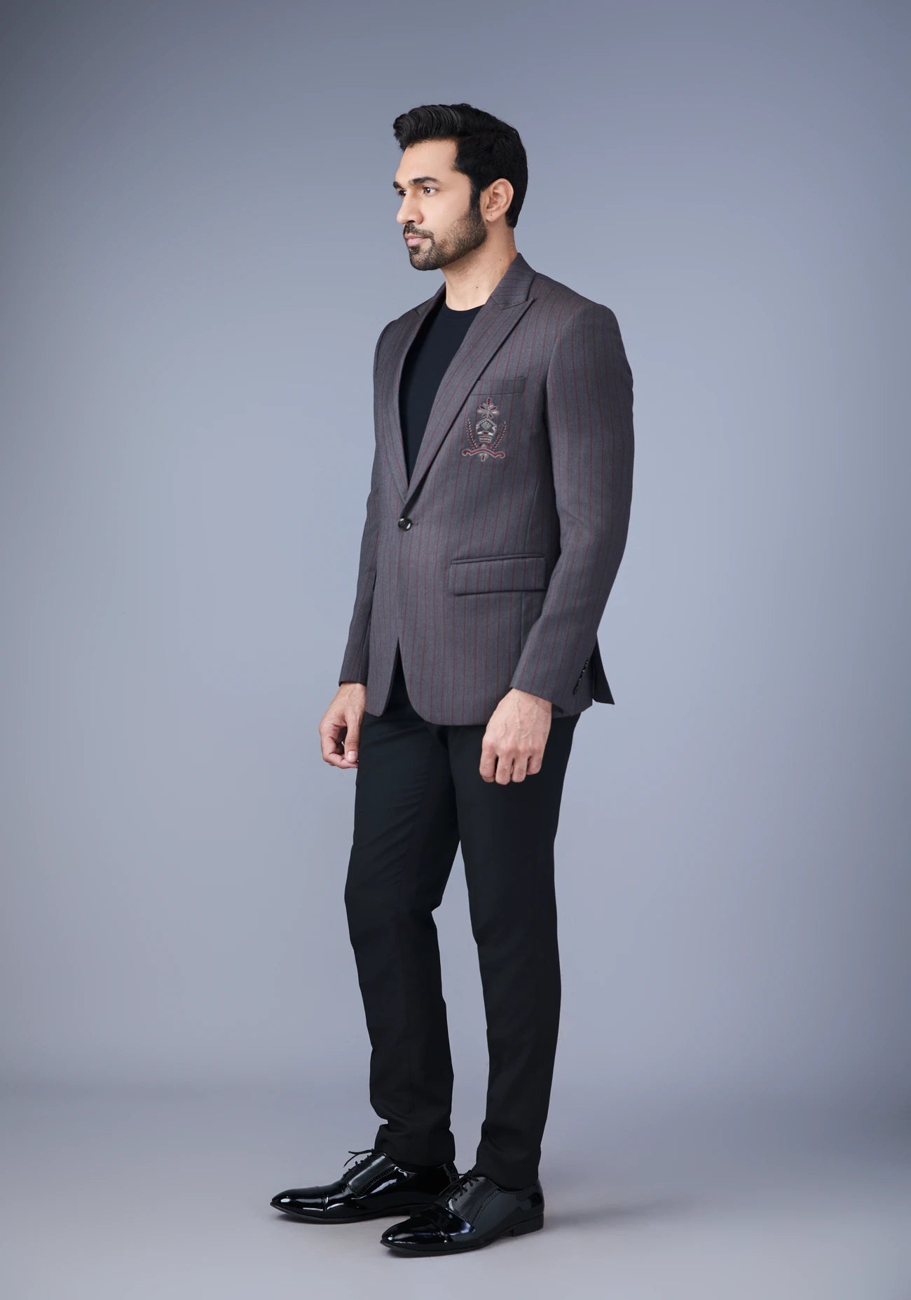 Dark Grey Motif Blazer