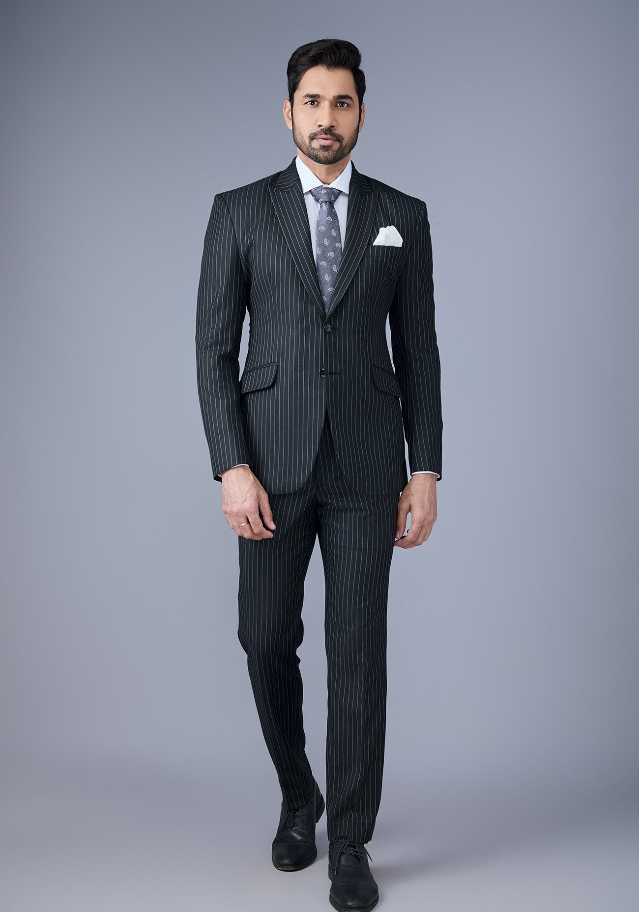 Black Pinstripe Classic Suit