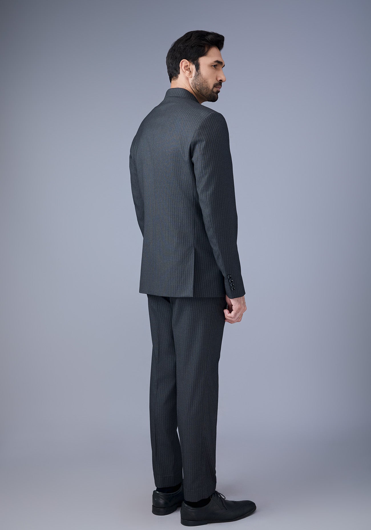 Grey Striped Bandhgala