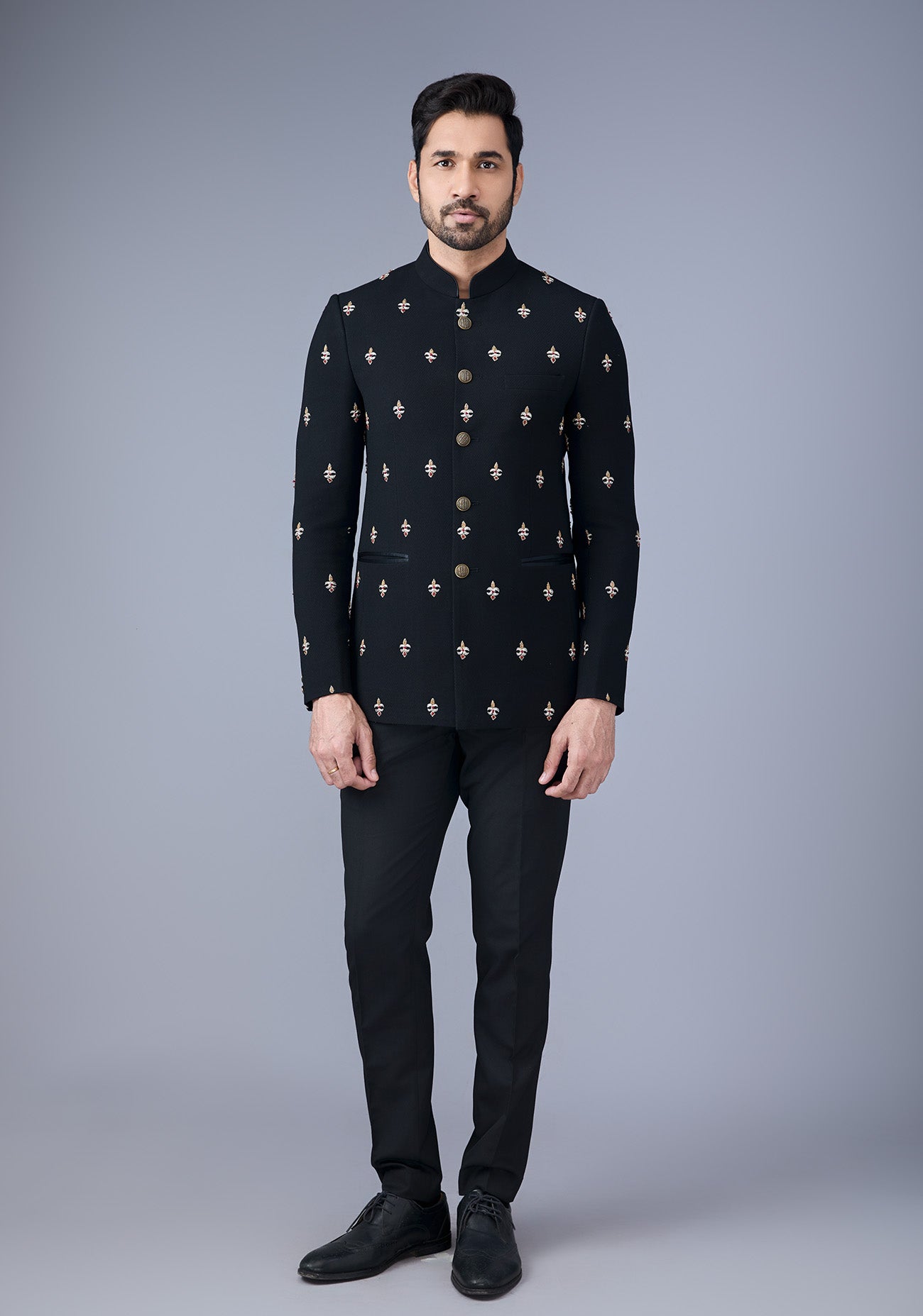 Black Embroidered Bandhgala