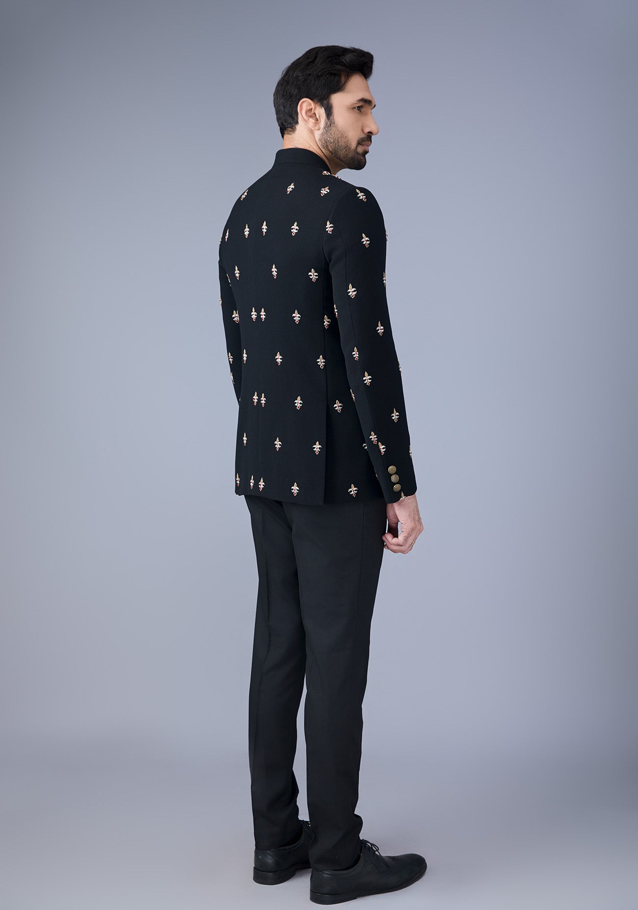 Black Embroidered Bandhgala