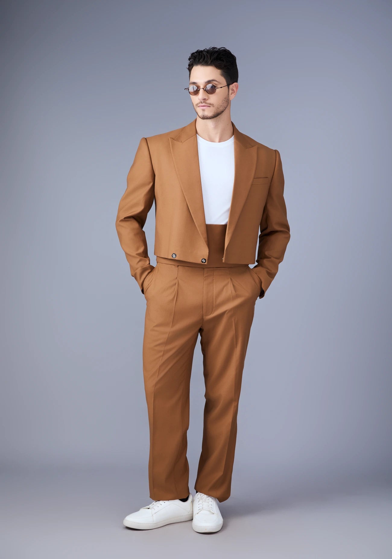Tan Waist Belt Suit