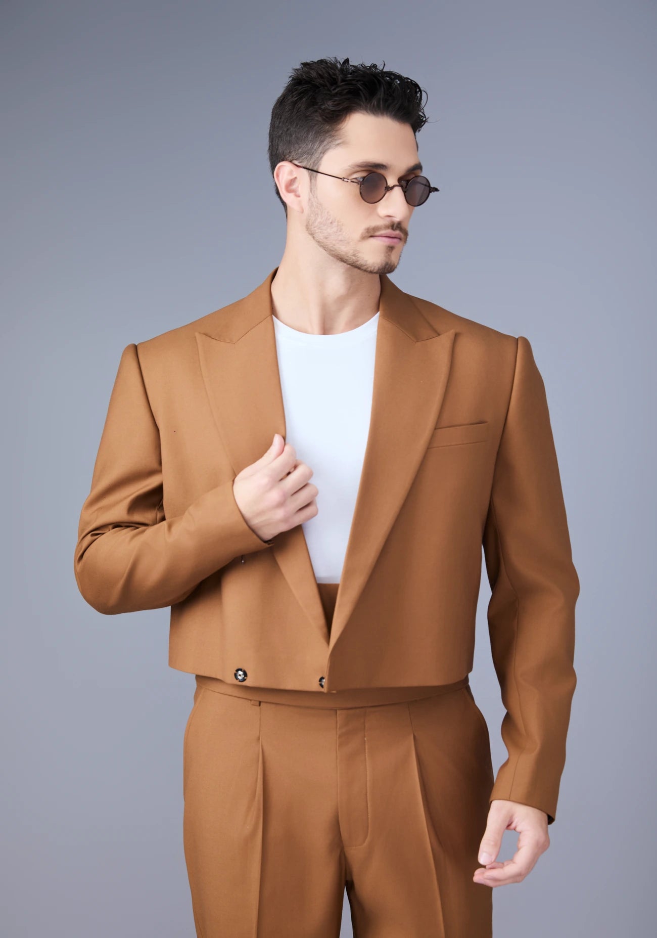 Tan Waist Belt Suit