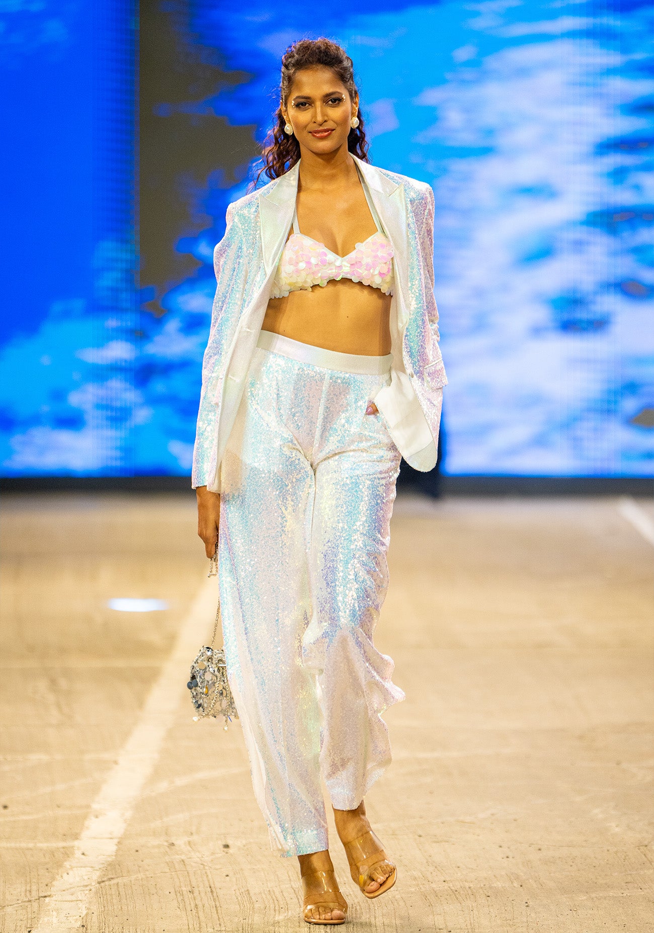 Sequined Pant Suit with Bralette