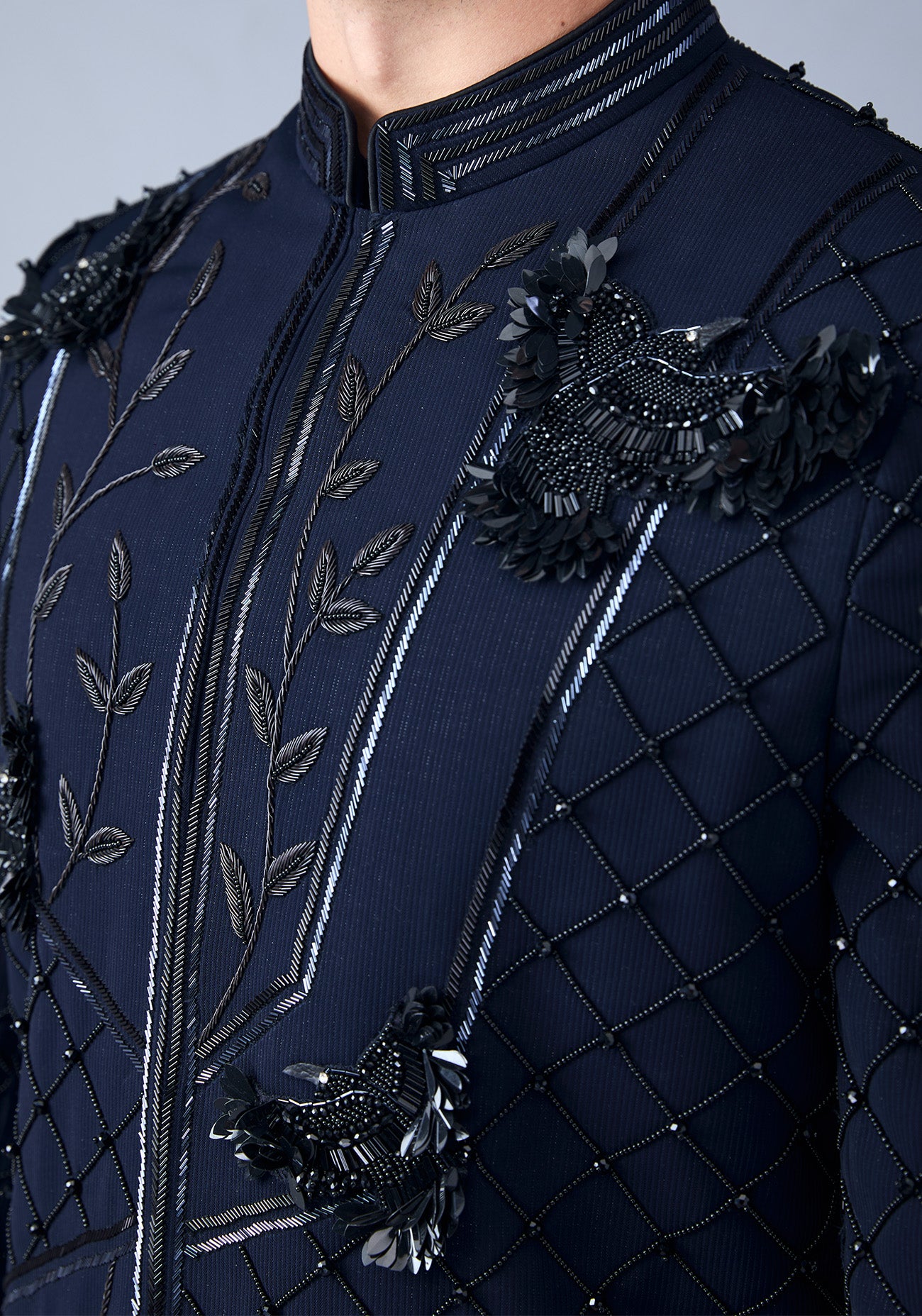 Black Bird Embellished Short Sherwani