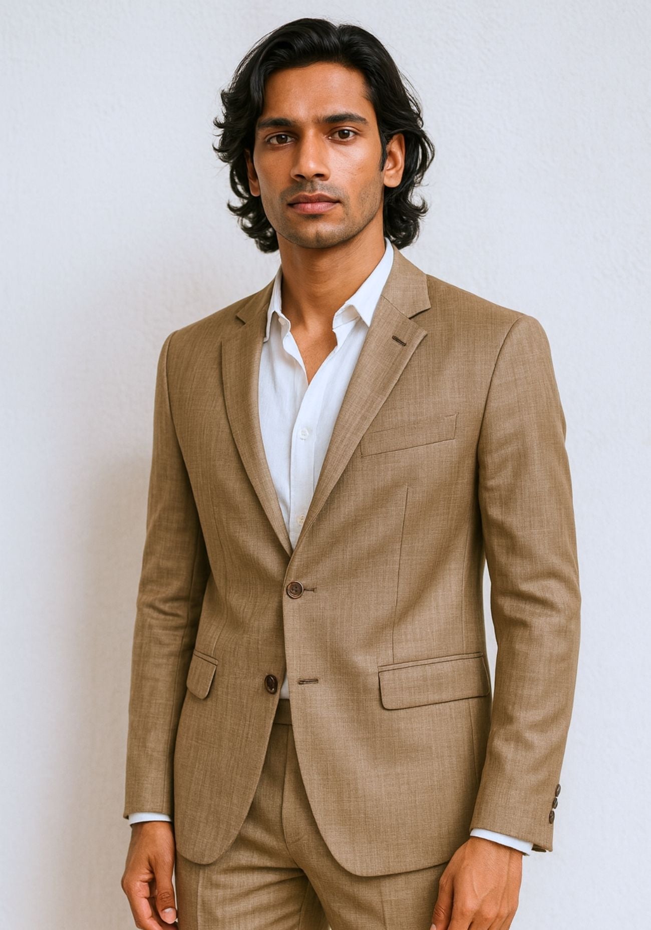 Beige Single Breasted Jacket