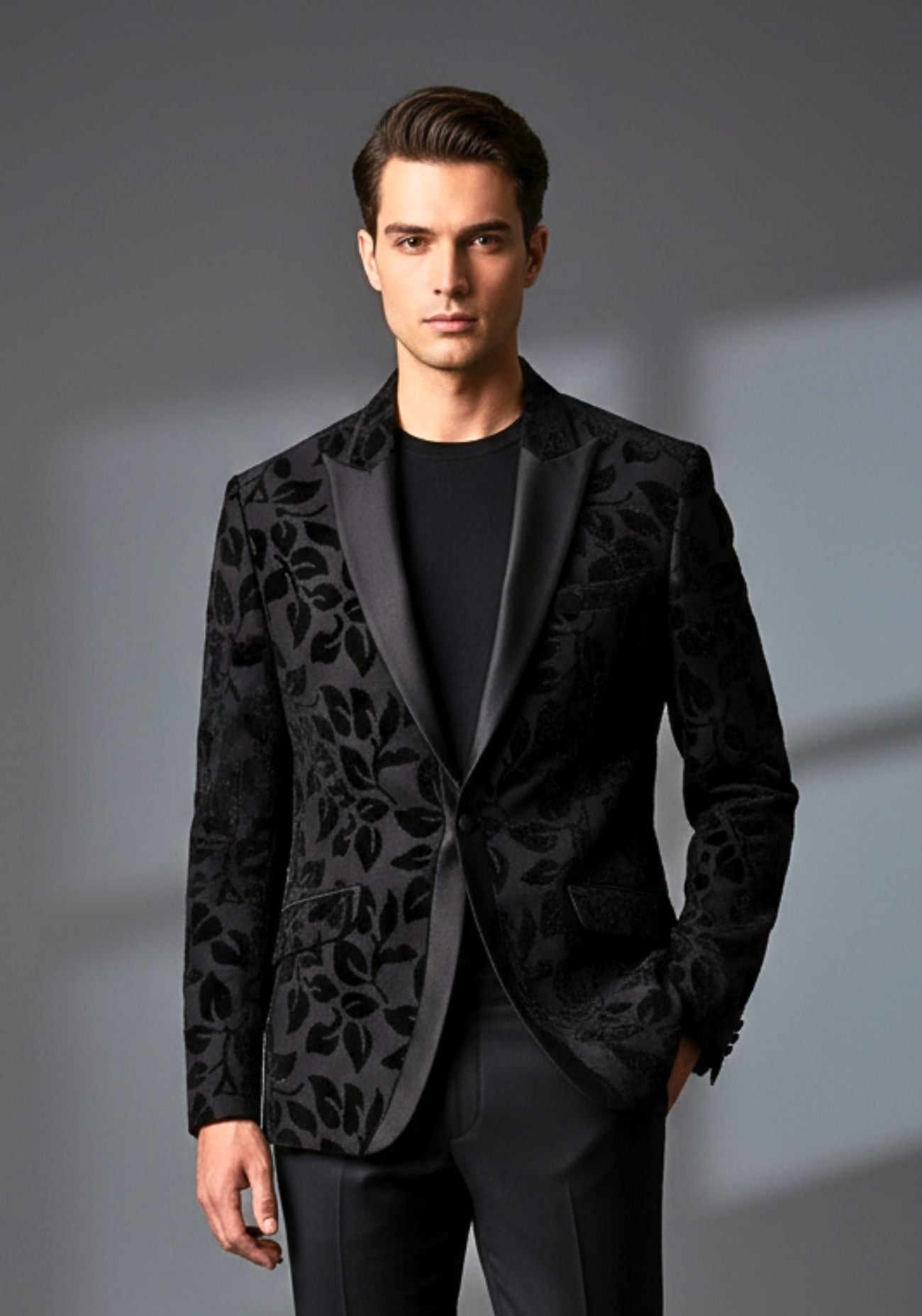 Black botanical jacket