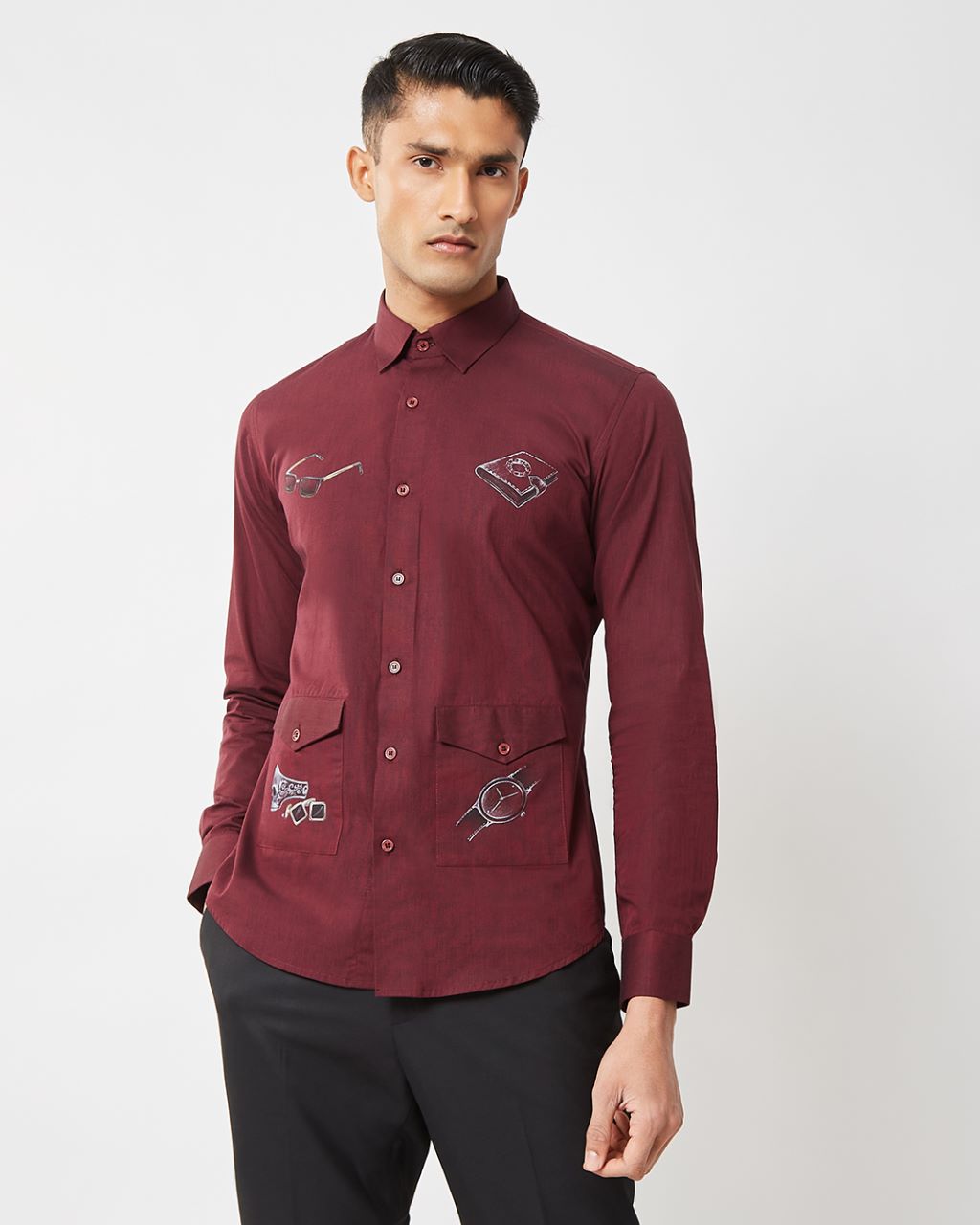 Burgundy Hand painted Shirt
