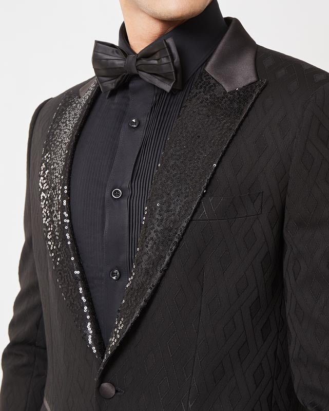 Dark Sequin Lapel Tuxedo