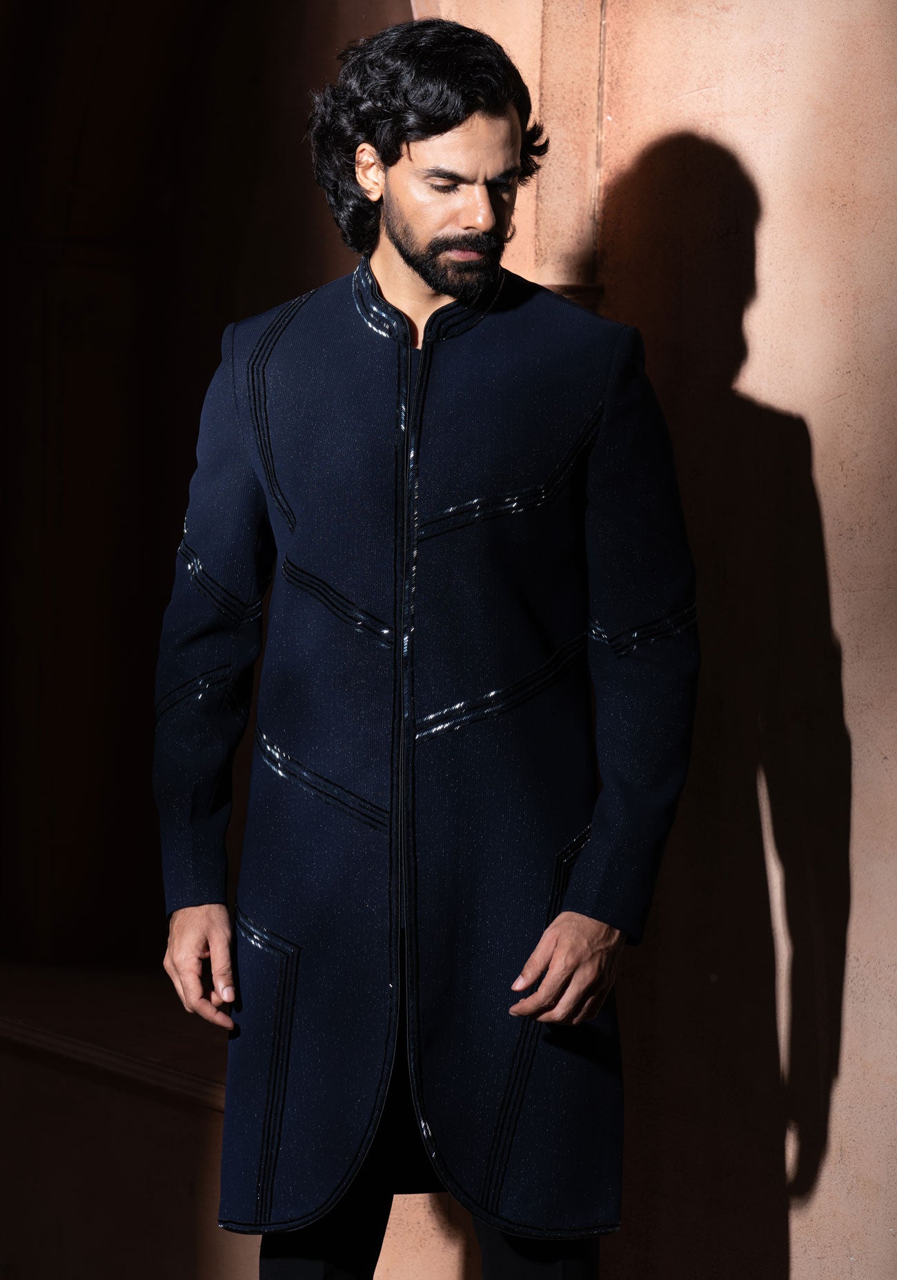 Navy Blue Embroidered Jacket