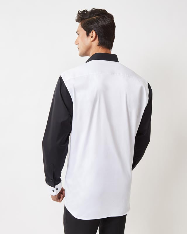 Black and White Cutaway Shirt