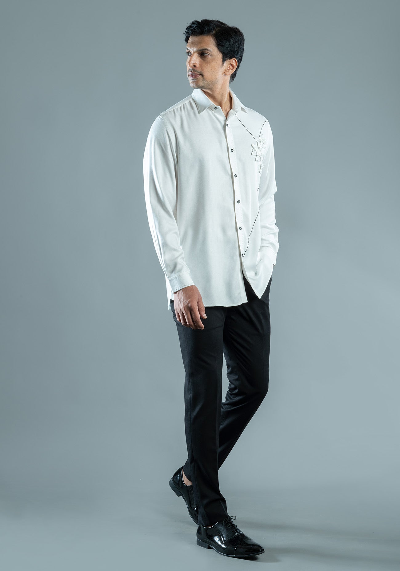 White Floral Origami Shirt