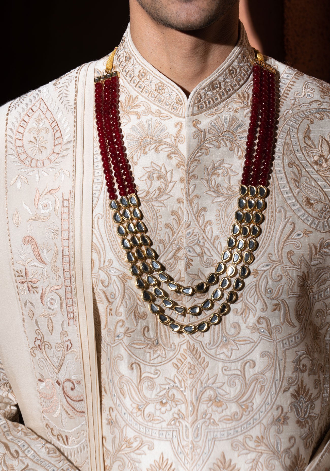 Beige Embroidered Sherwani