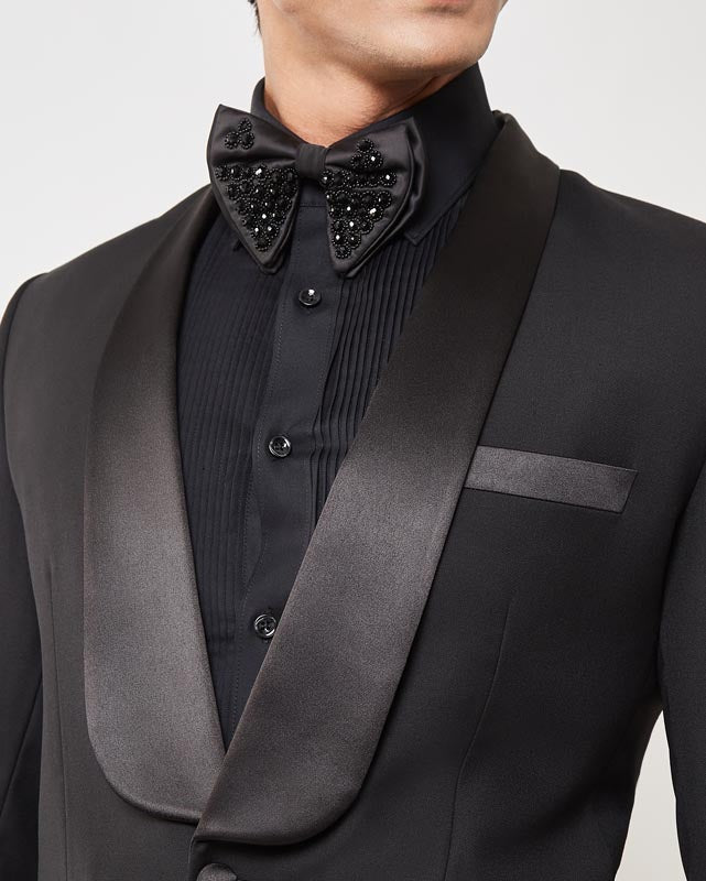 Classic Black Tuxedo with Satin Piping
