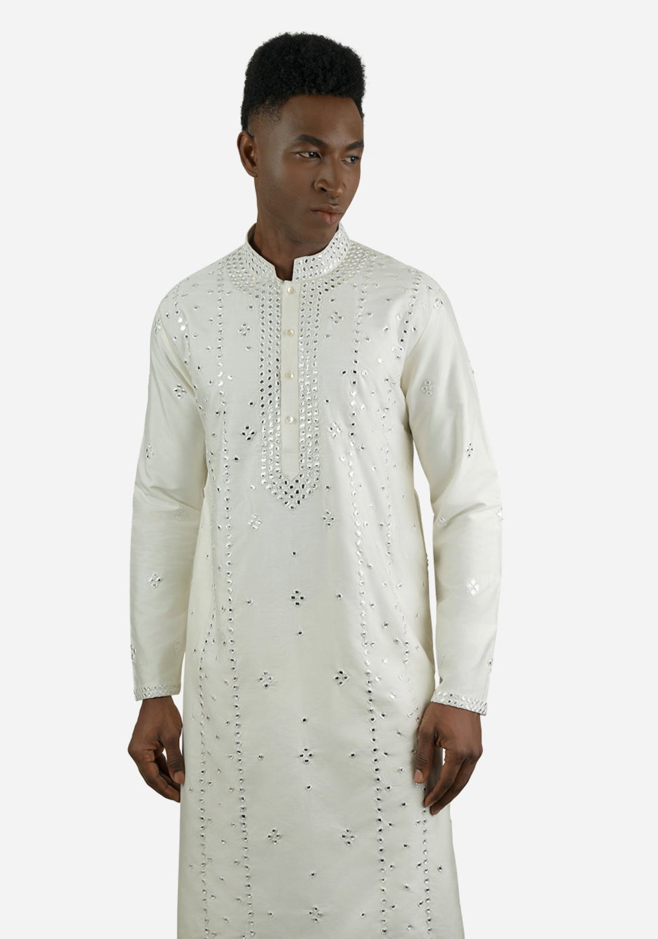 Off-white Mirror work Kurta Set