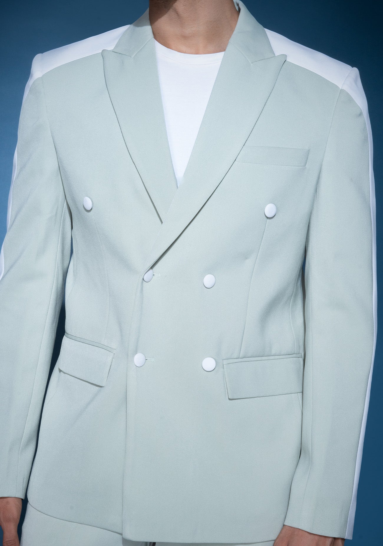 Mint green & white double breasted jacket set