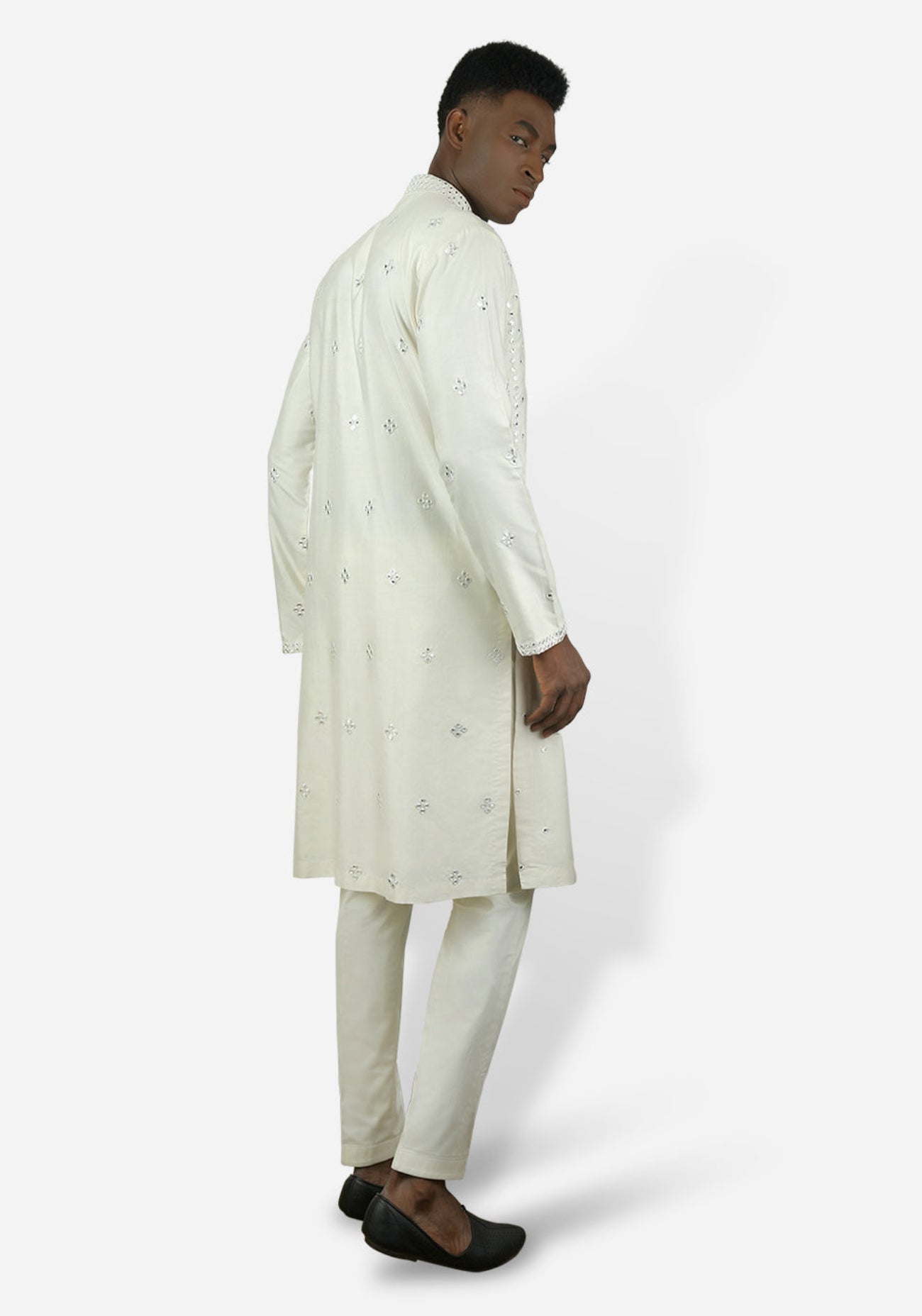 Off-white Mirror work Kurta Set