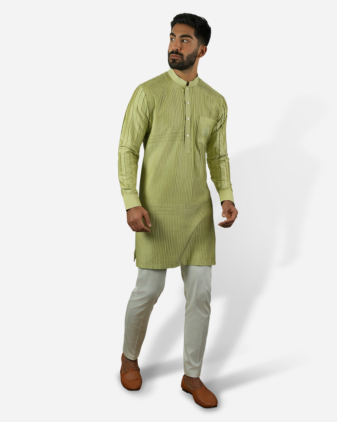 Citron Pintuck Embroidered Kurta Set