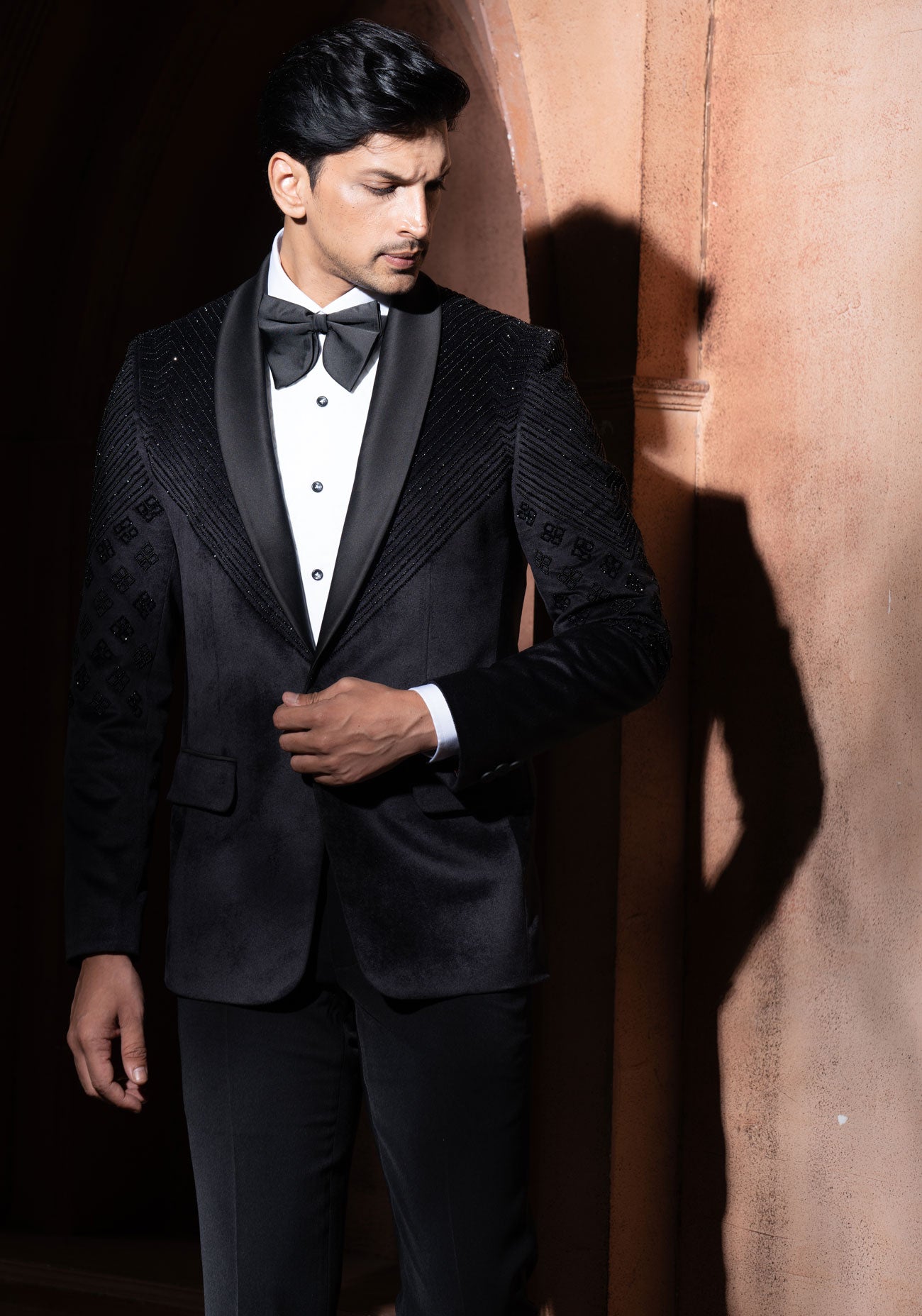 Black Velvet Embroidered Tuxedo