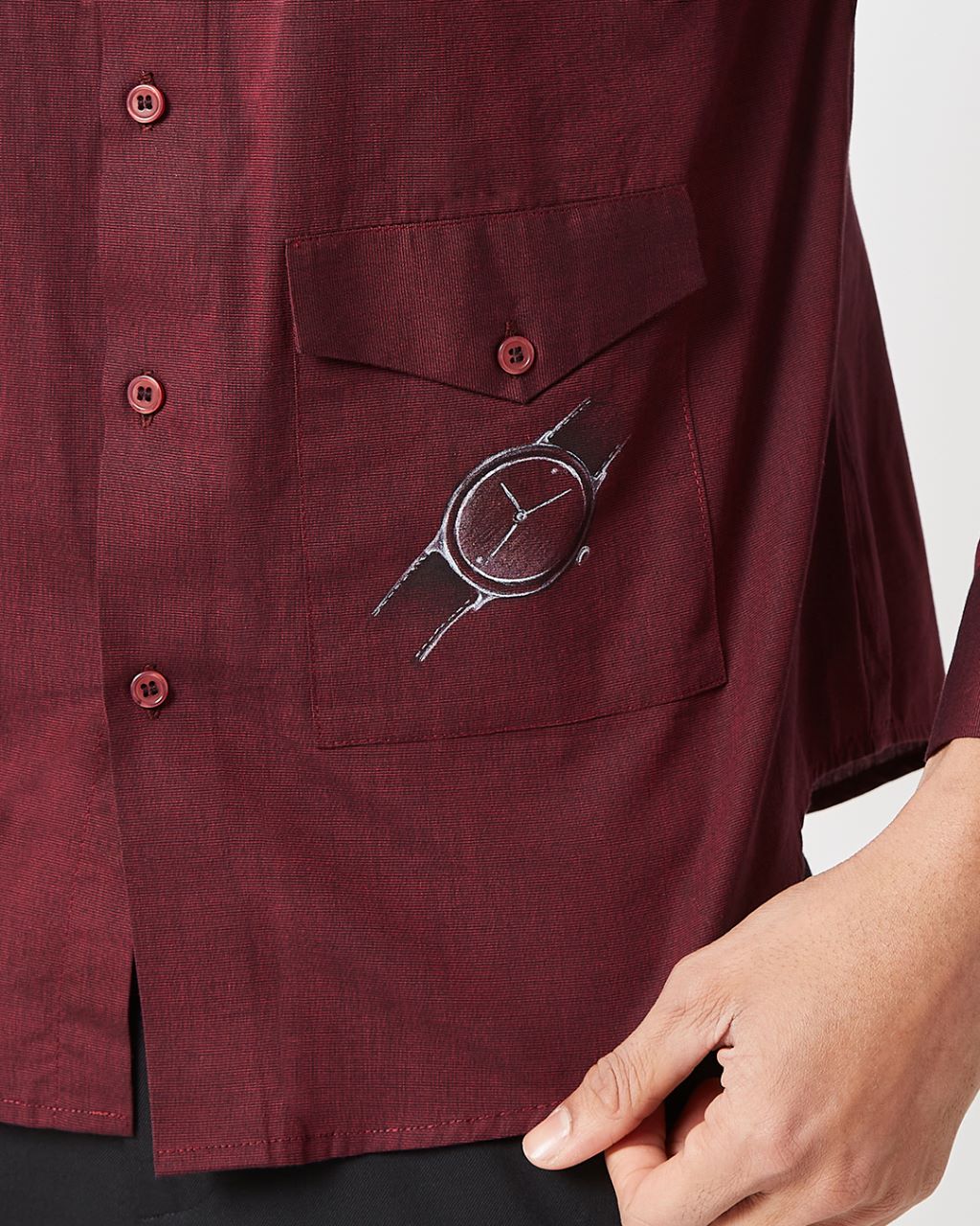 Burgundy Hand painted Shirt