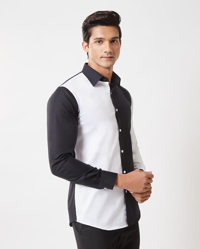 White Color-Block Shirt
