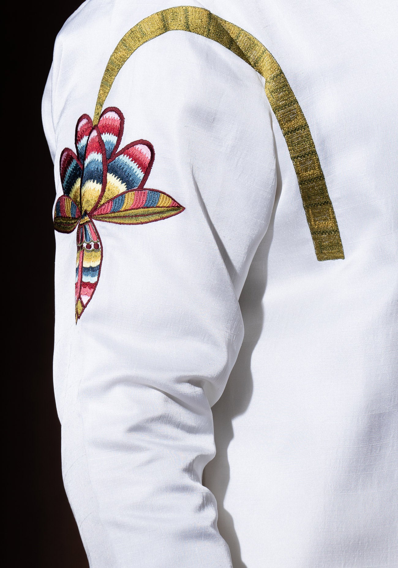 Off White Embroidered Kurta Set