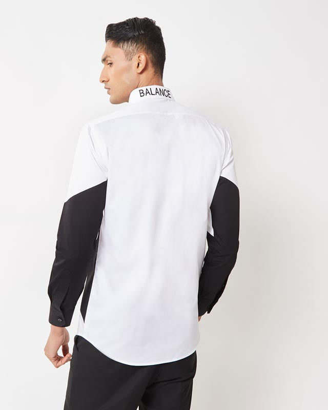 White & Black Color-block Shirt