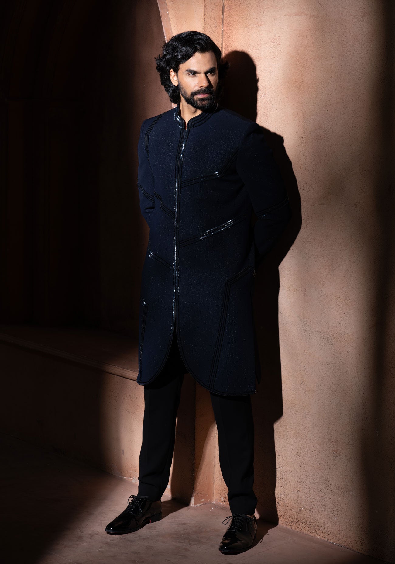 Navy Blue Embroidered Jacket