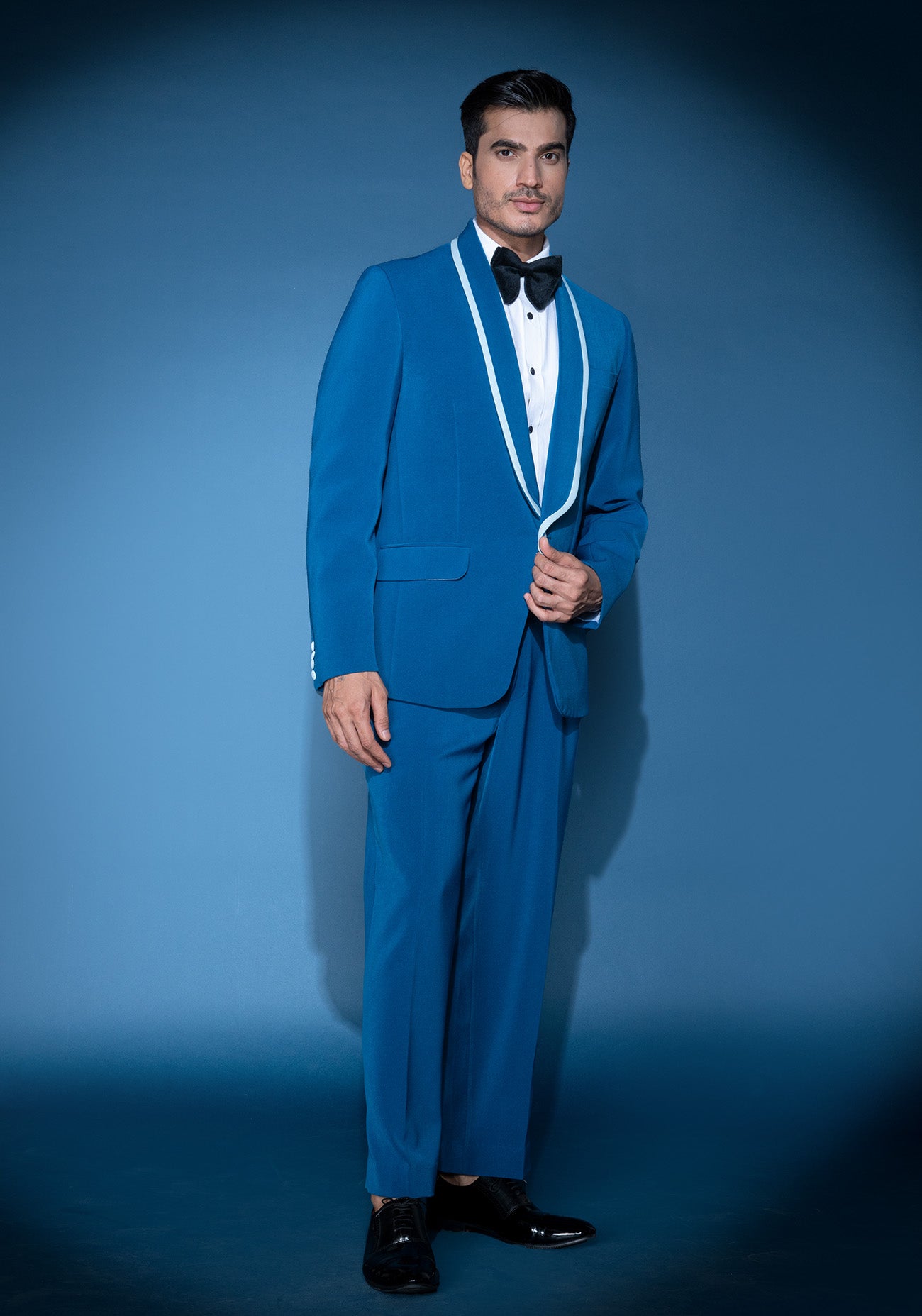 Cobalt blue tuxedo jacket set