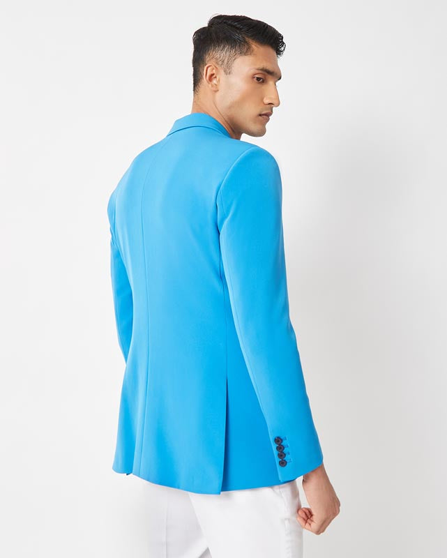 Blue Pocket Embroidered Jacket