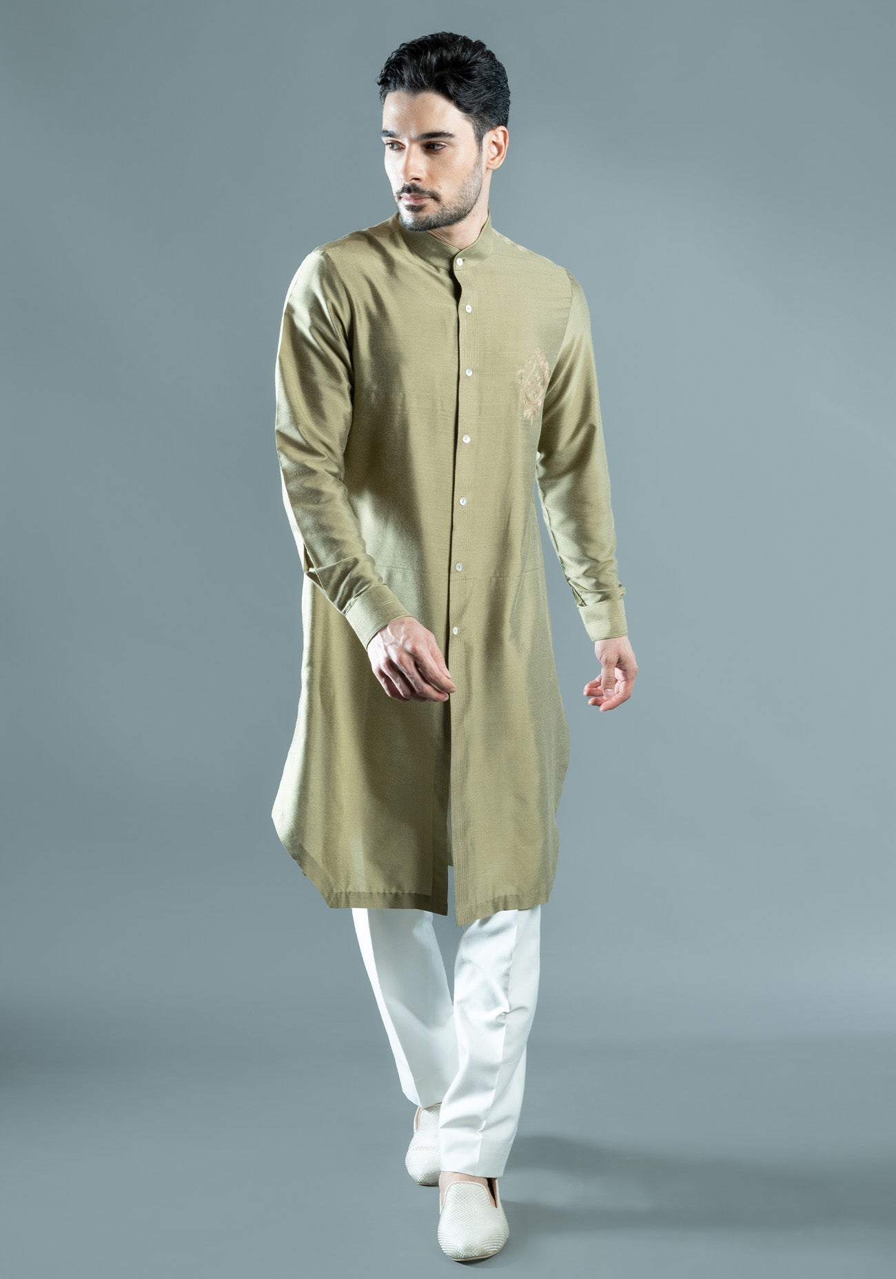 Moss Green Embroidered Kurta