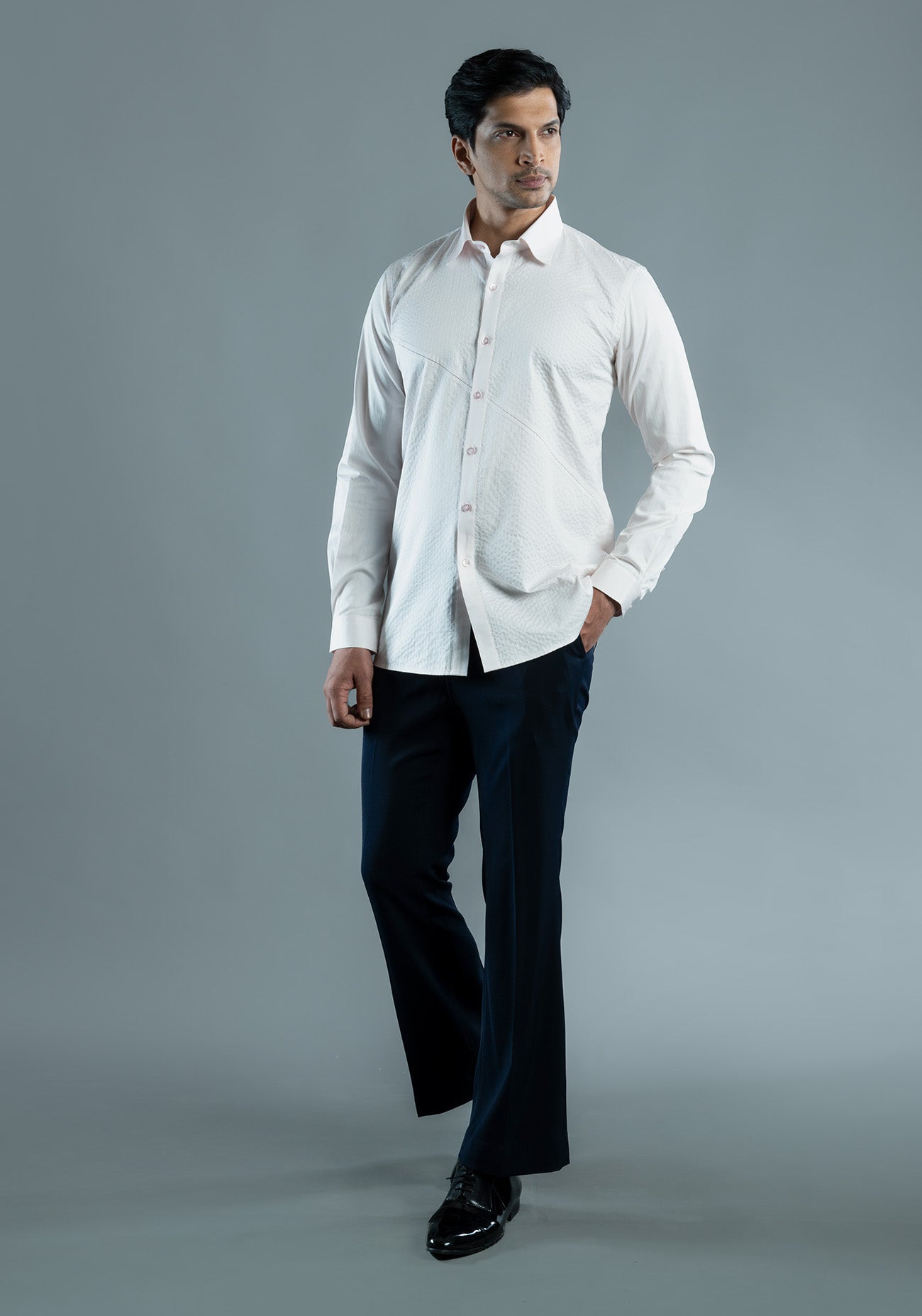 Light Pink Cotton Textured Shirt