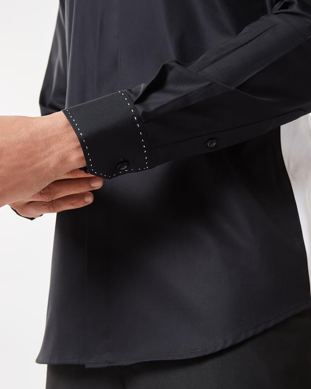 Black Color-Block Shirt