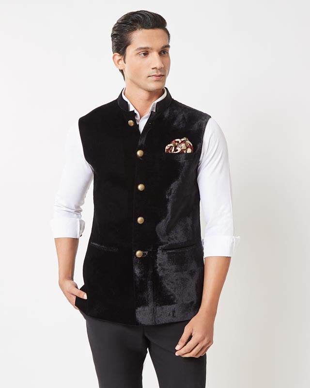 Black Velvet Nehru Jacket