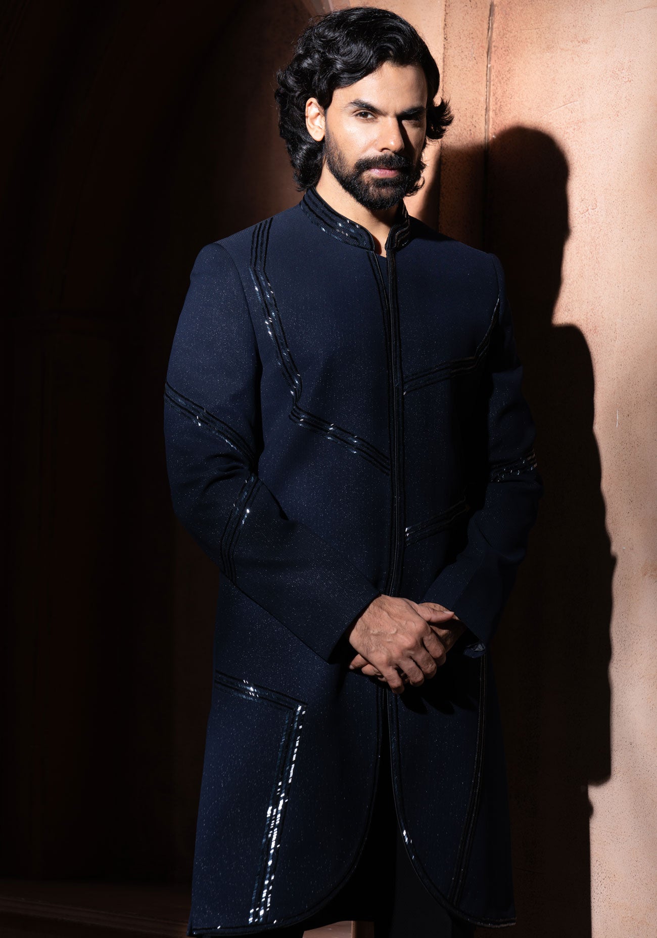Navy Blue Embroidered Jacket
