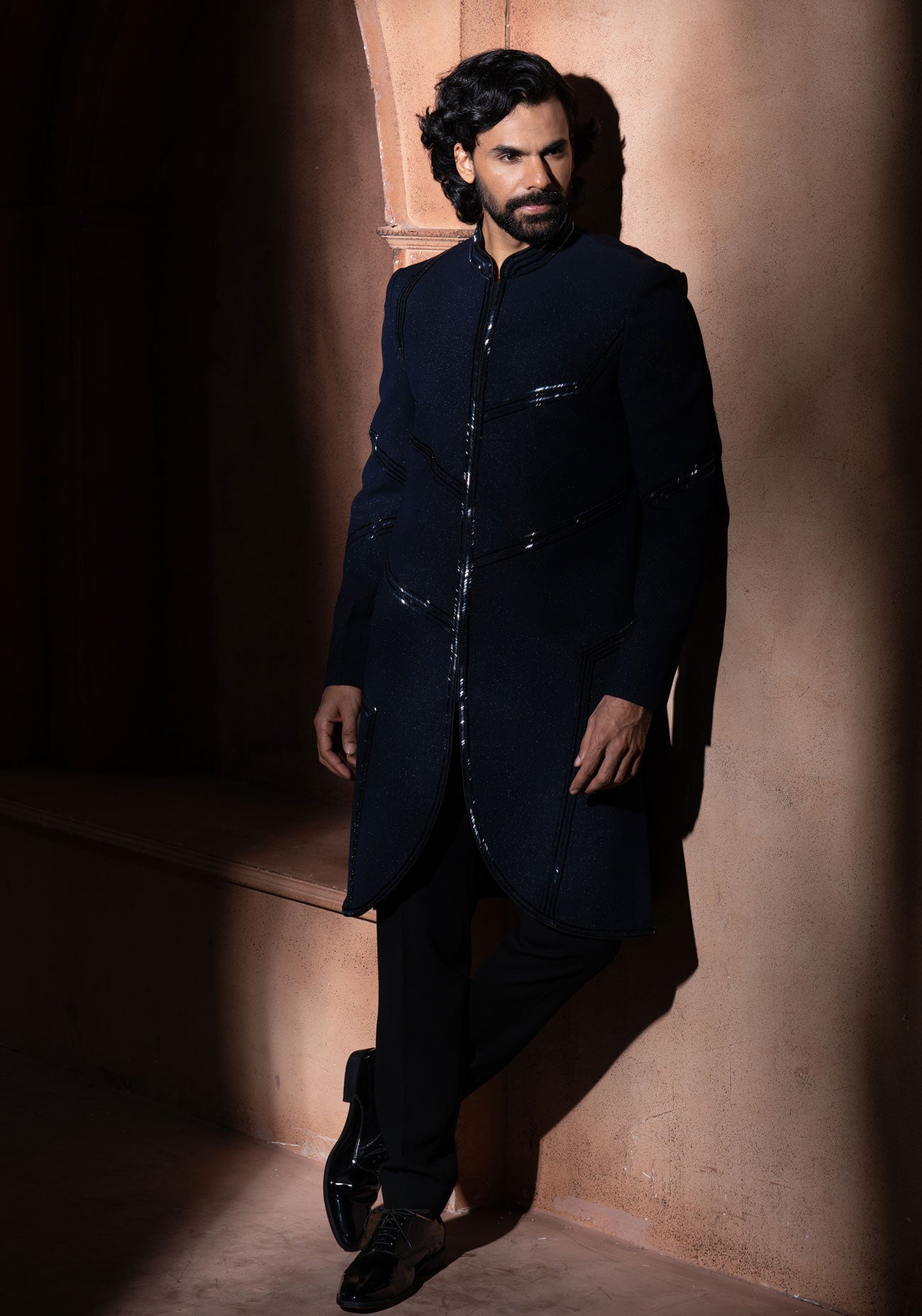 Navy Blue Embroidered Jacket