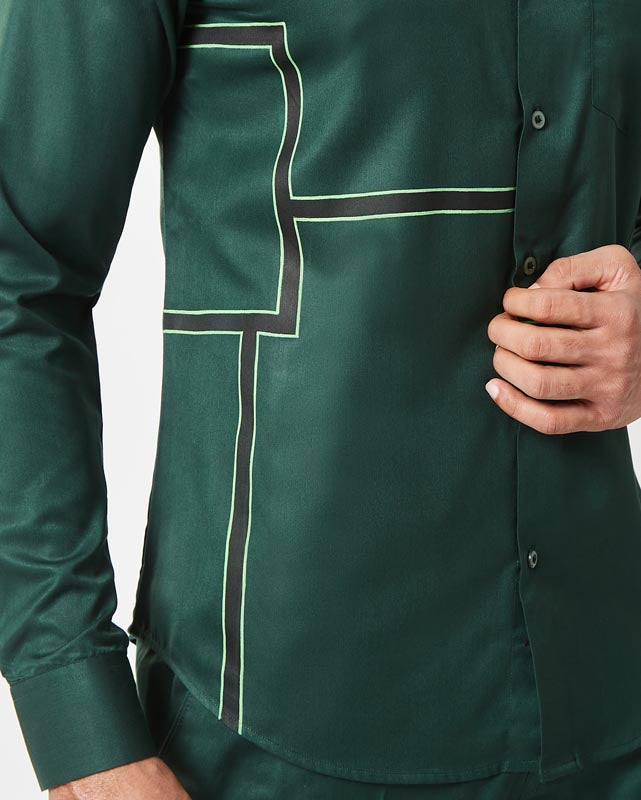 Bottle green Hand painted Shirt