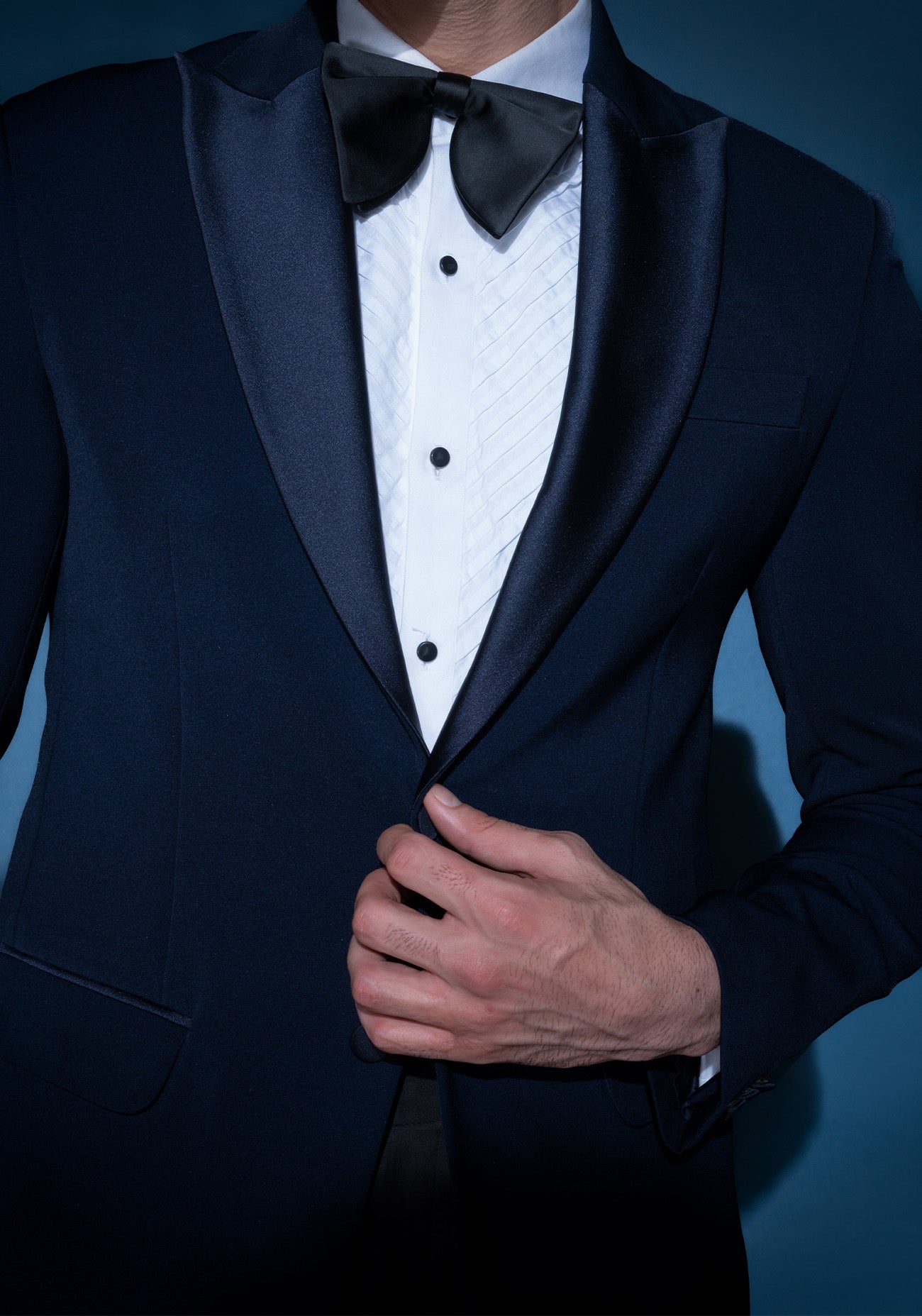 Navy Blue satin lapel tuxedo