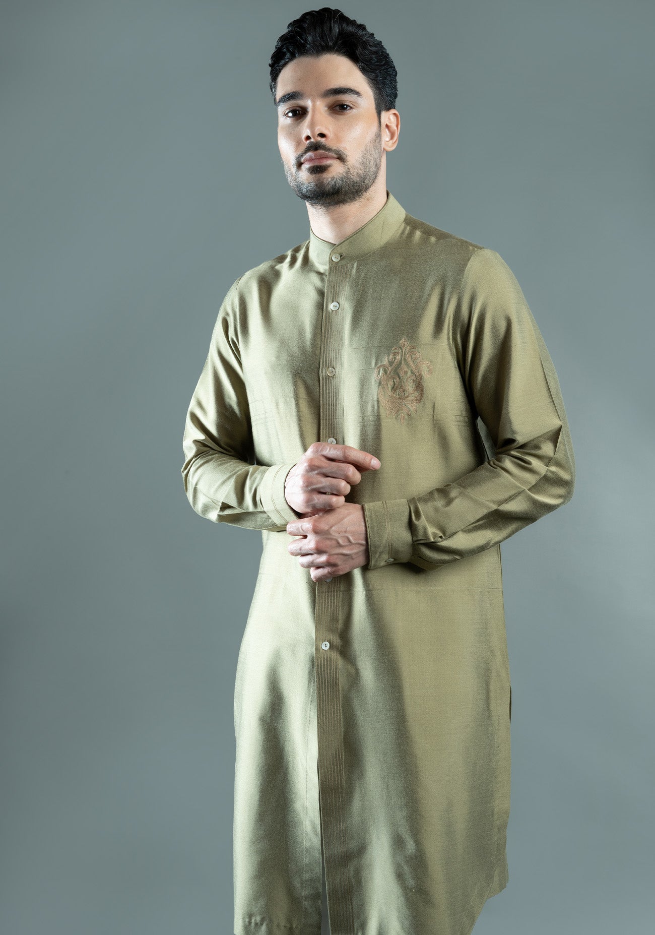 Moss Green Embroidered Kurta
