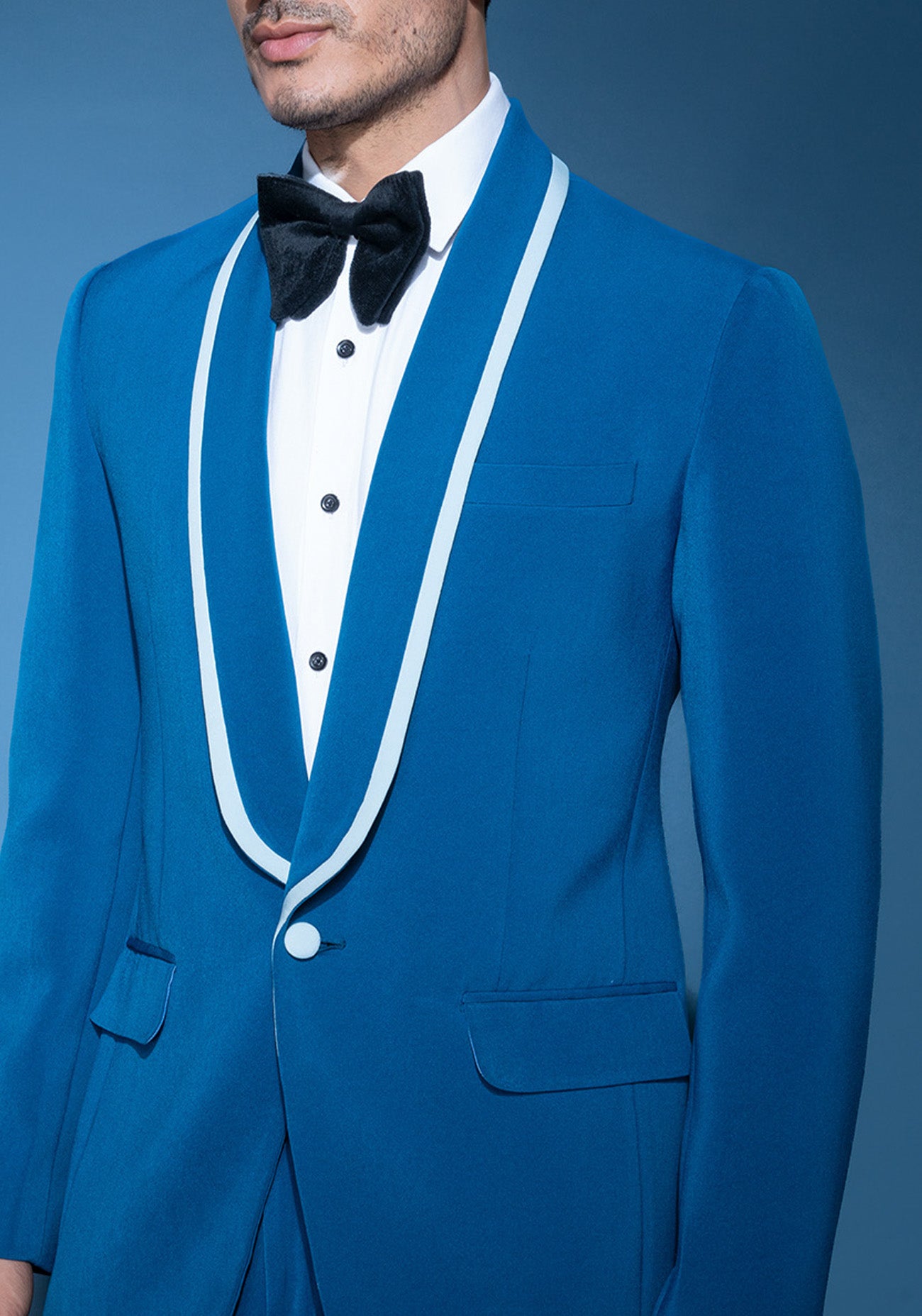 Cobalt blue tuxedo jacket set