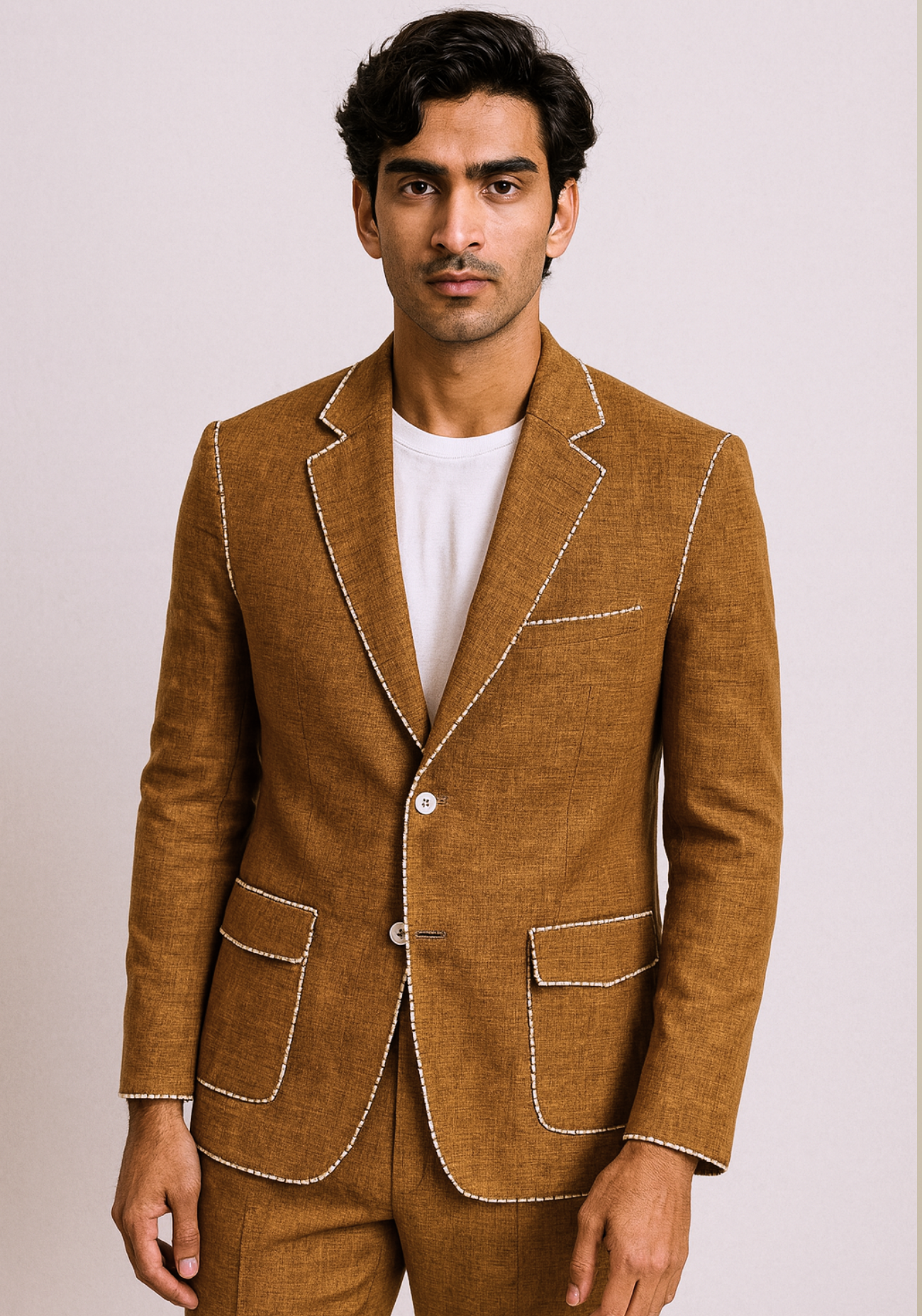 Mustard Linen Dori Highlighted Jacket