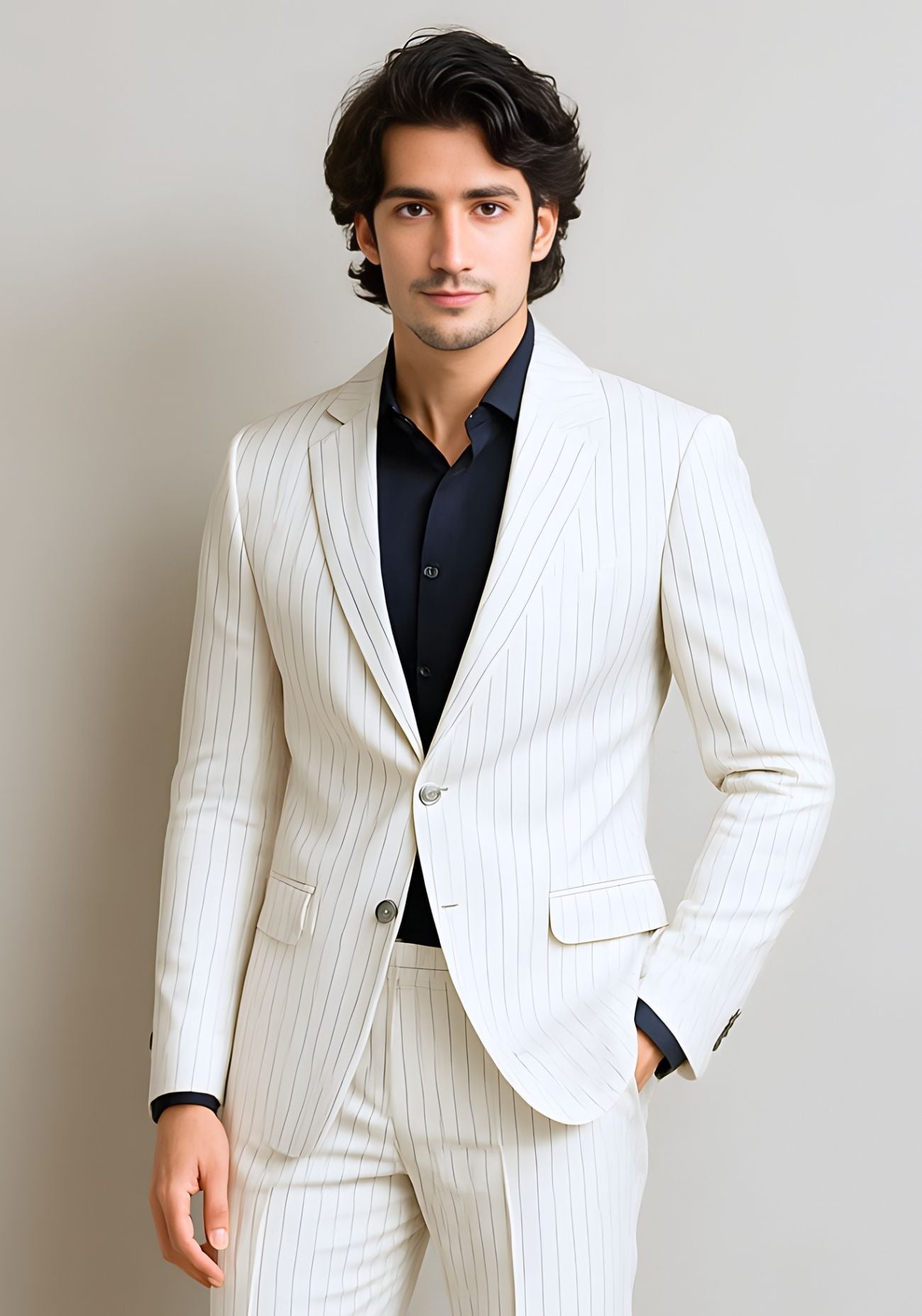 Off-White Pinstripe Suit