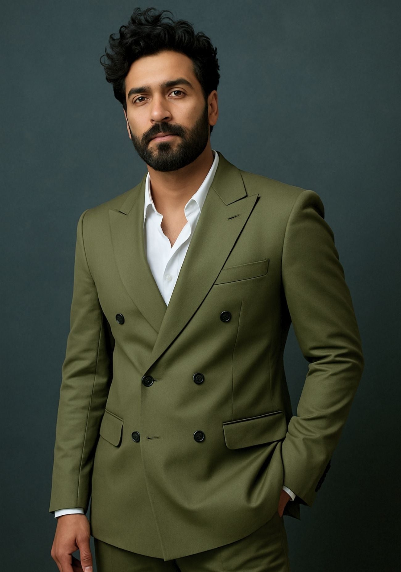 Olive Double-breasted jacket