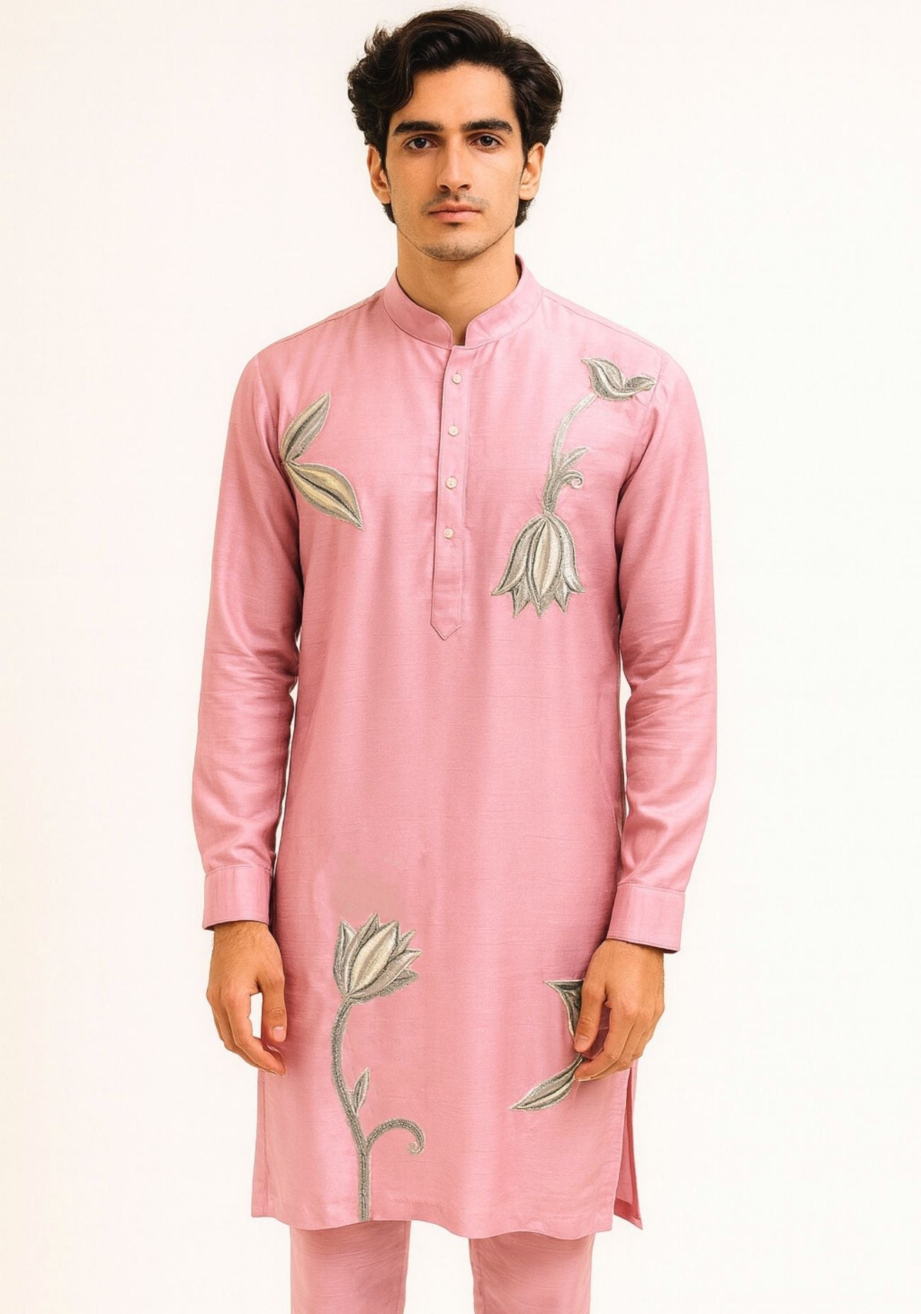 Pink Lotus Embroidered Kurta Set