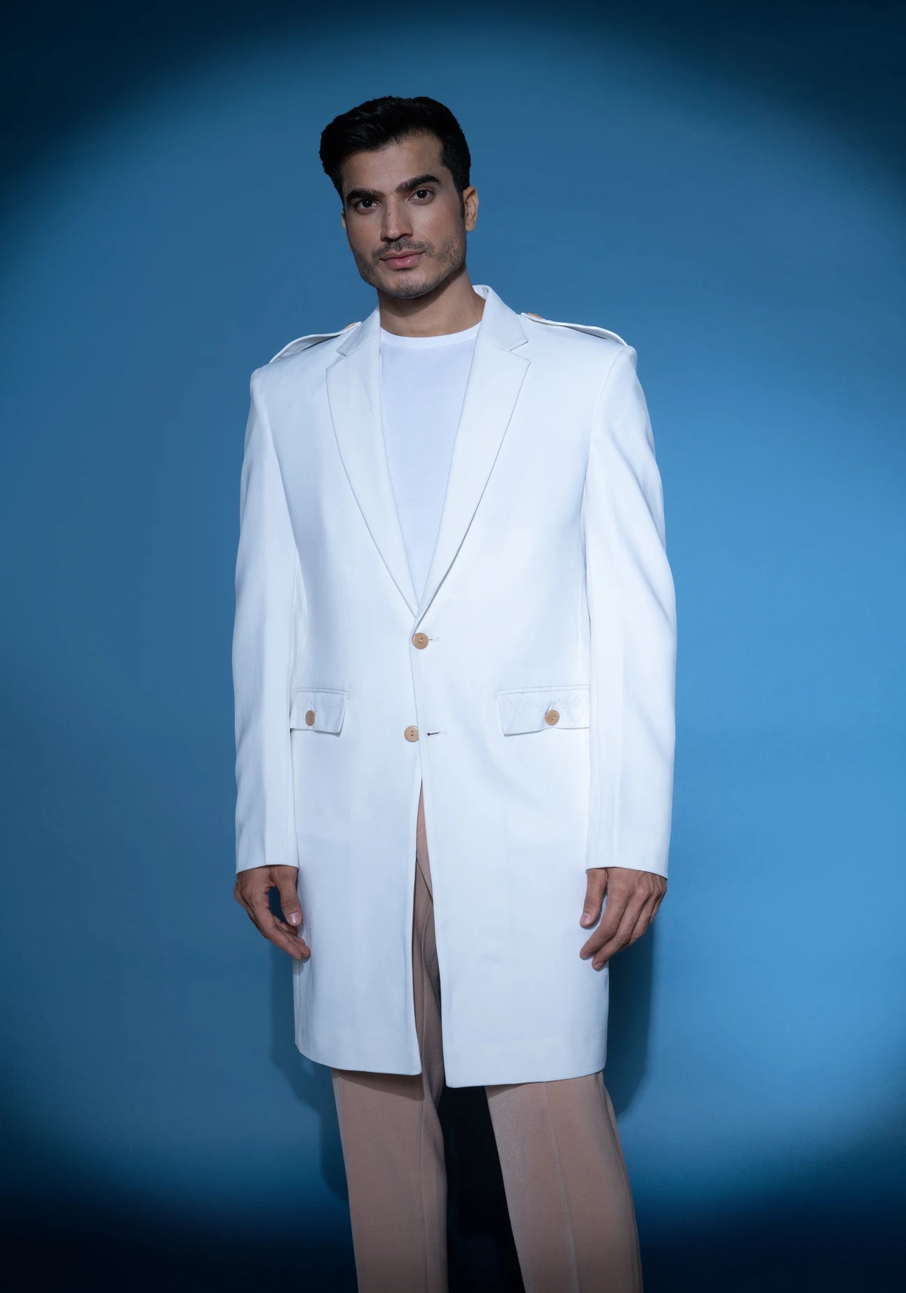 White Crepe Trench Coat