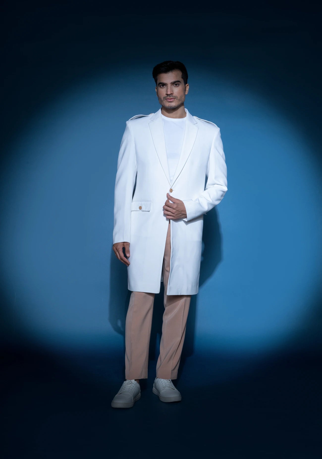 White Crepe Trench Coat