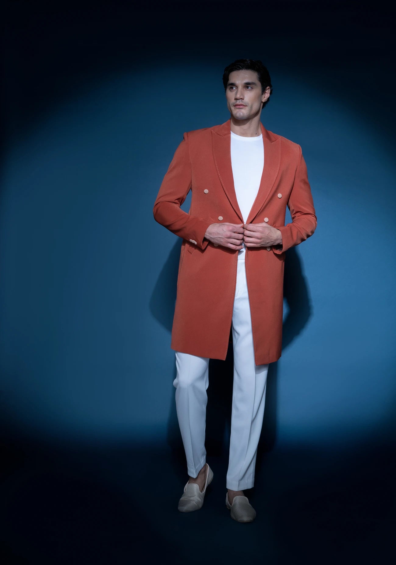 Burnt Orange crepe trench coat