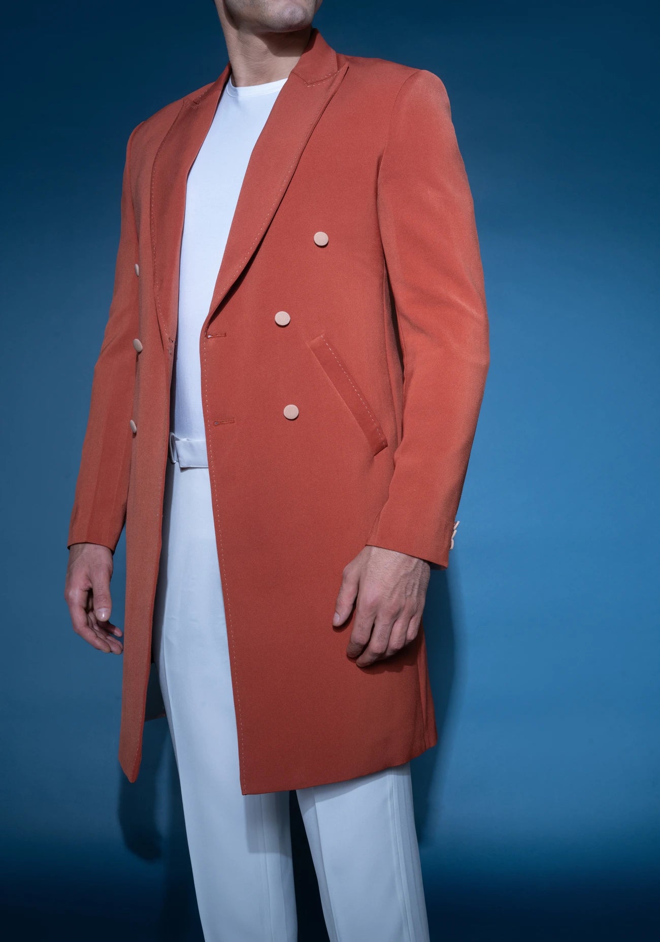Burnt Orange crepe trench coat