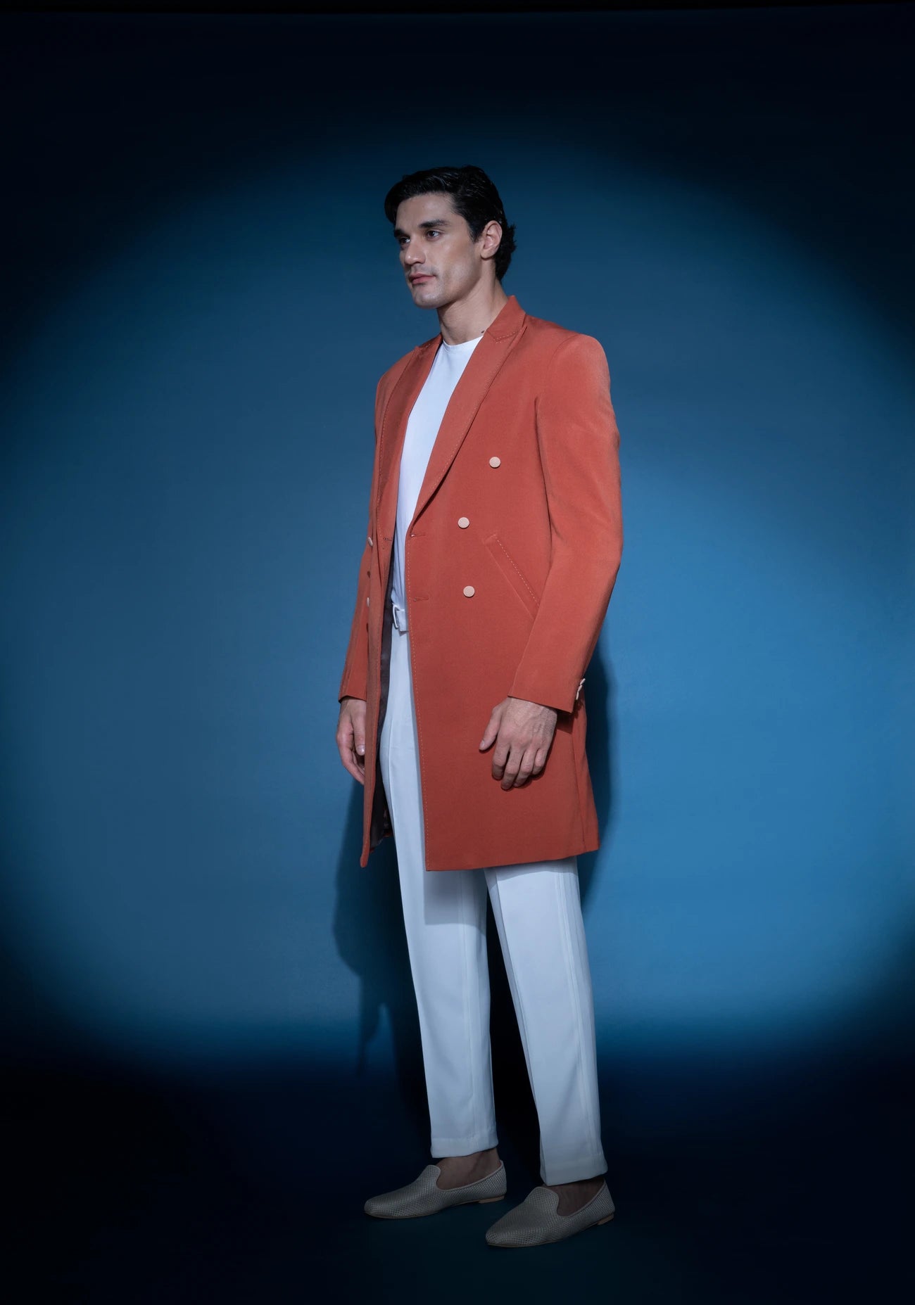 Burnt Orange crepe trench coat